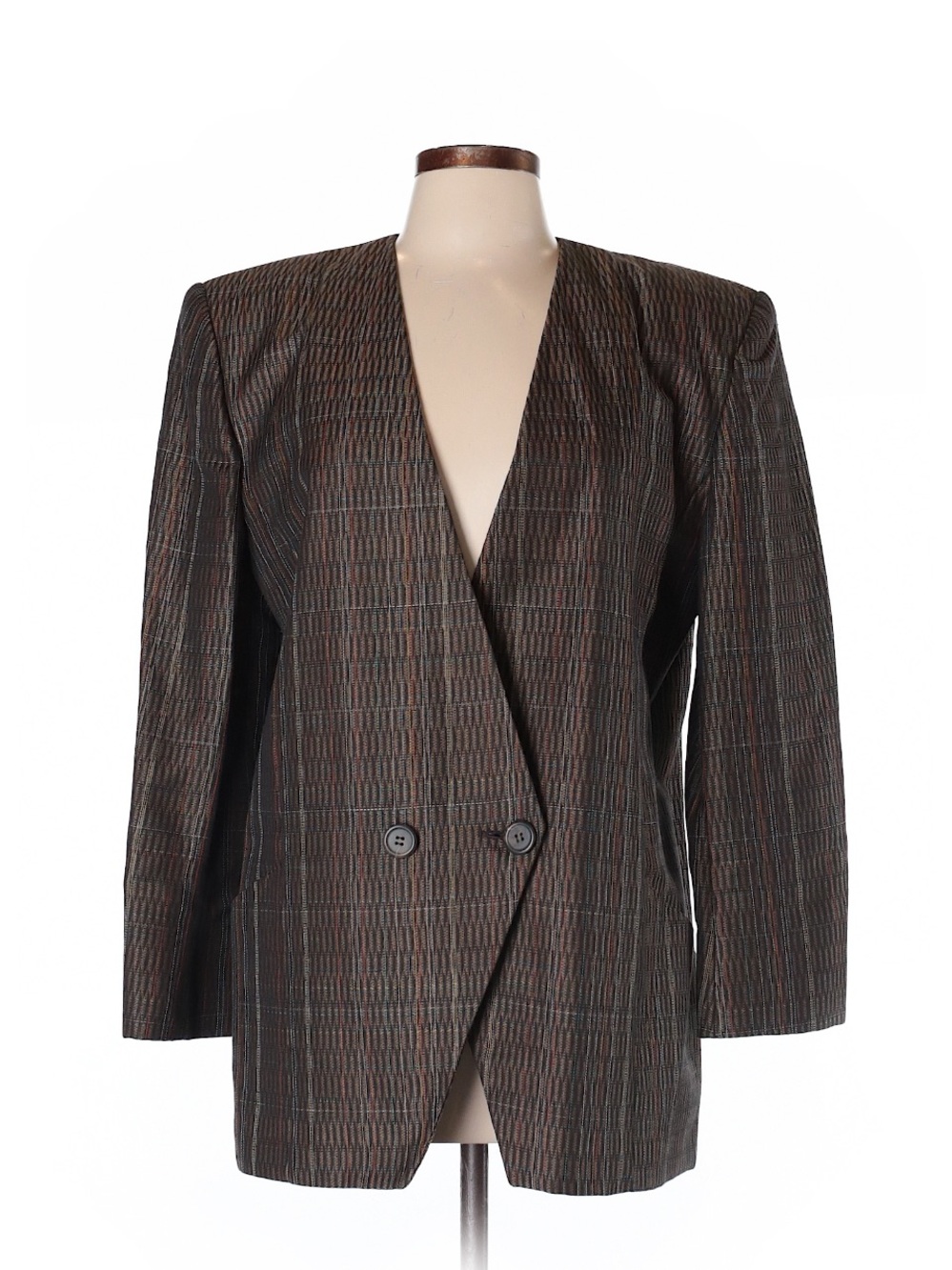 Ann Taylor Brown Textured Double-Breasted Blazer